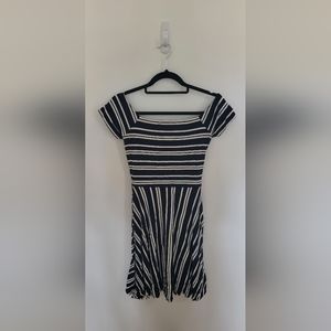 MOVING SALE! Loft Navy and White Striped Fit and Flare Dress in women's size XS